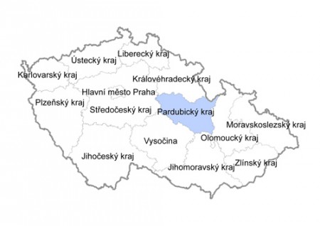 Umístění Pardubického kraje na mapě ČR